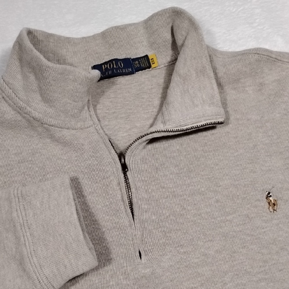 Polo by Ralph Lauren Men's Light Tan 1/4 Zip Sweater